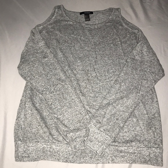 GREY SHOULDER CUT OUT SWEATER - Picture 1 of 4